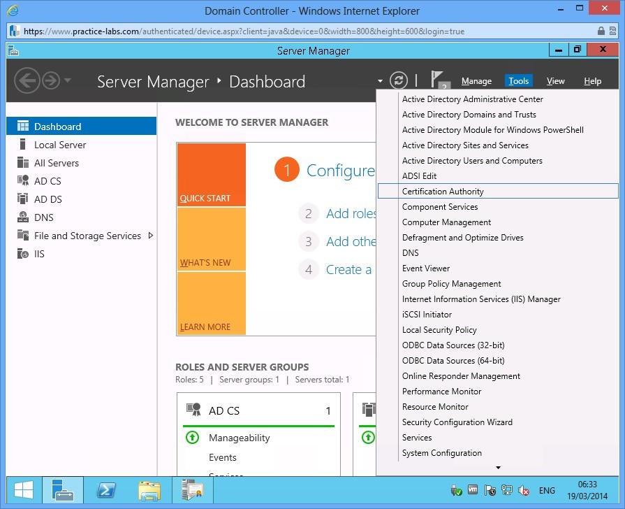 Practice Labs screenshot.